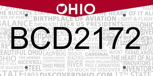 BCD2172 Ohio License Plate