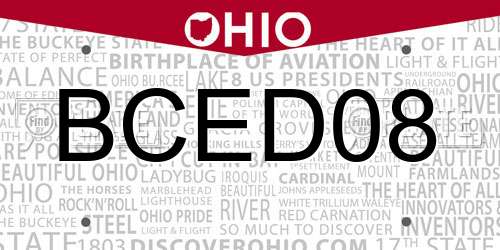 BCED08 Ohio License Plate