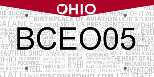 BCEO05 Ohio License Plate