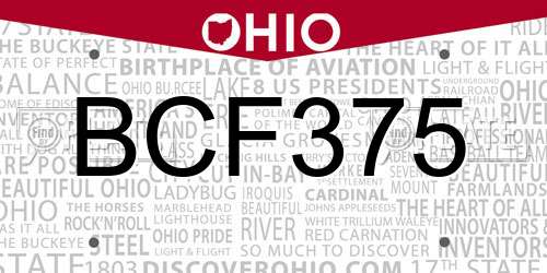 BCF375 Ohio License Plate