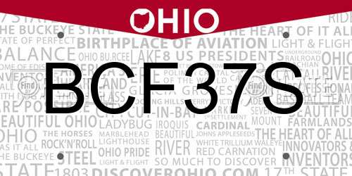 BCF37S Ohio License Plate