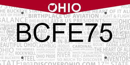 BCFE75 Ohio License Plate