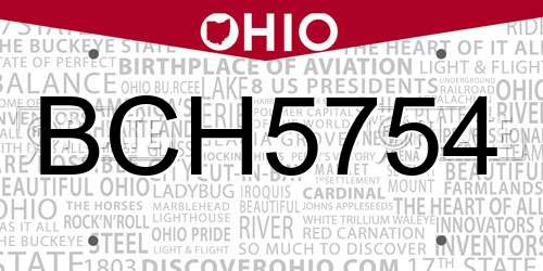 BCH5754 Ohio License Plate