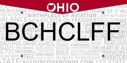 BCHCLFF Ohio License Plate