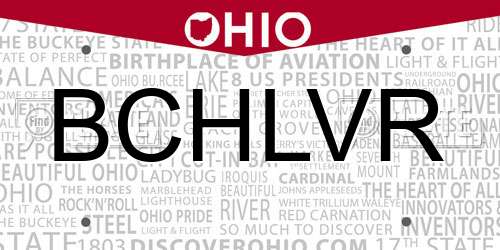 BCHLVR Ohio License Plate