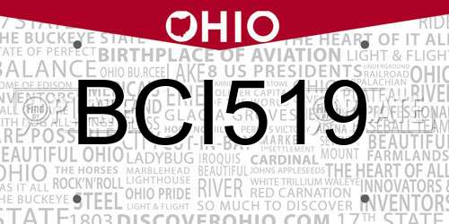 BCI519 Ohio License Plate