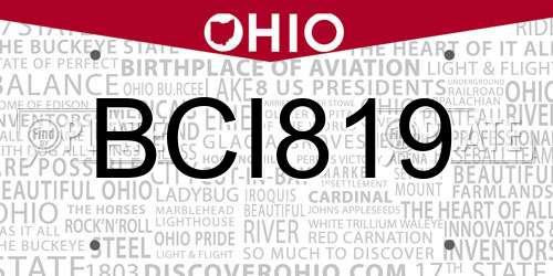 BCI819 Ohio License Plate