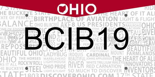 BCIB19 Ohio License Plate