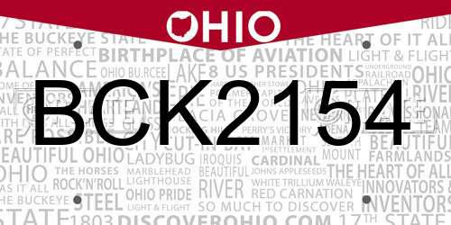 BCK2154 Ohio License Plate