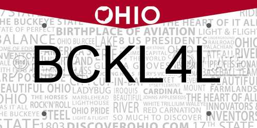 BCKL4L Ohio License Plate