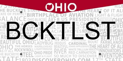 BCKTLST Ohio License Plate