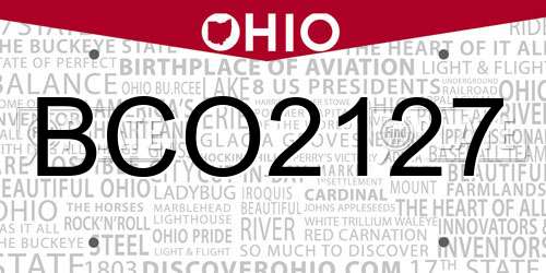 BCO2127 Ohio License Plate