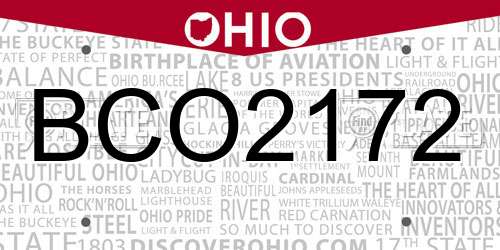 BCO2172 Ohio License Plate
