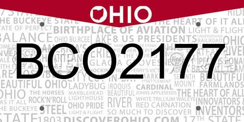 BCO2177 Ohio License Plate