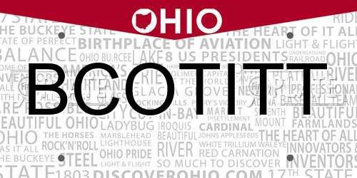 BCOTITT Ohio License Plate