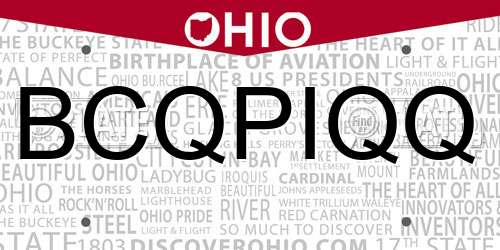 BCQPIQQ Ohio License Plate