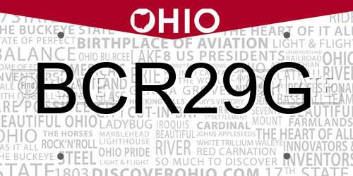 BCR29G Ohio License Plate