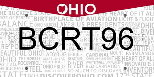 BCRT96 Ohio License Plate