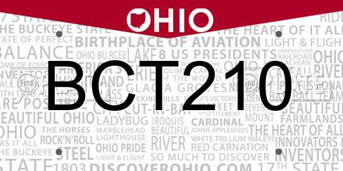 BCT210 Ohio License Plate