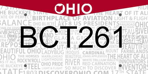 BCT261 Ohio License Plate