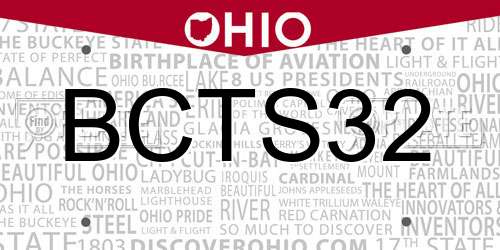 BCTS32 Ohio License Plate