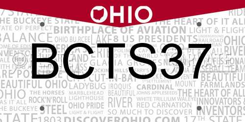 BCTS37 Ohio License Plate
