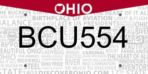 BCU554 Ohio License Plate