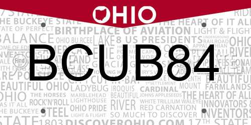 BCUB84 Ohio License Plate