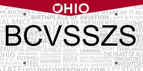 BCVSSZS Ohio License Plate