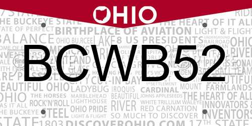 BCWB52 Ohio License Plate
