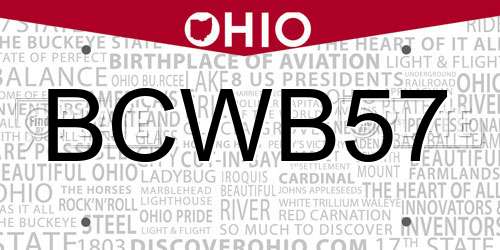 BCWB57 Ohio License Plate