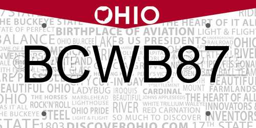 BCWB87 Ohio License Plate