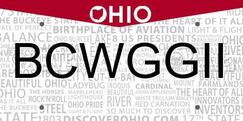 BCWGGII Ohio License Plate