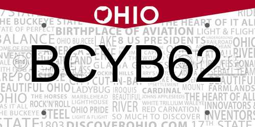 BCYB62 Ohio License Plate