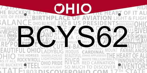 BCYS62 Ohio License Plate