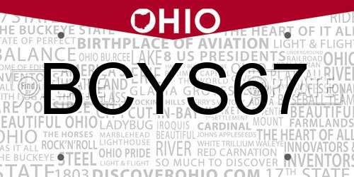 BCYS67 Ohio License Plate