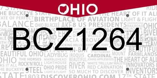 BCZ1264 Ohio License Plate