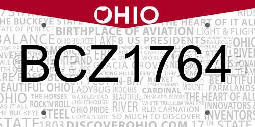 BCZ1764 Ohio License Plate