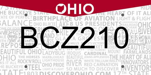 BCZ210 Ohio License Plate