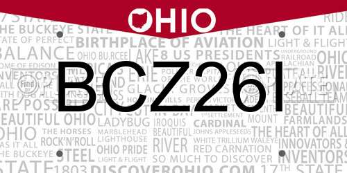 BCZ26I Ohio License Plate
