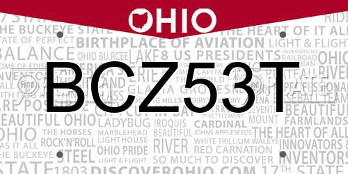 BCZ53T Ohio License Plate