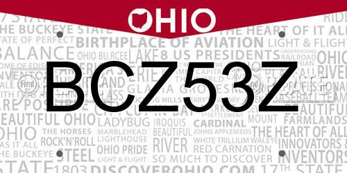 BCZ53Z Ohio License Plate