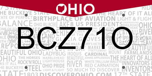 BCZ71O Ohio License Plate