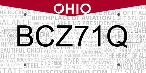 BCZ71Q Ohio License Plate