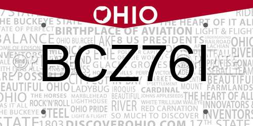 BCZ76I Ohio License Plate