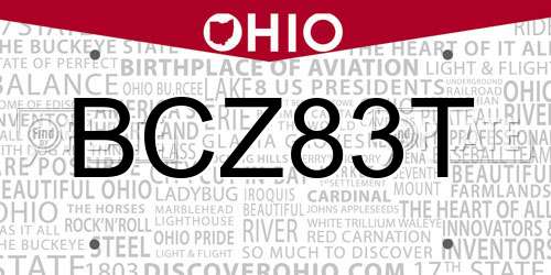 BCZ83T Ohio License Plate