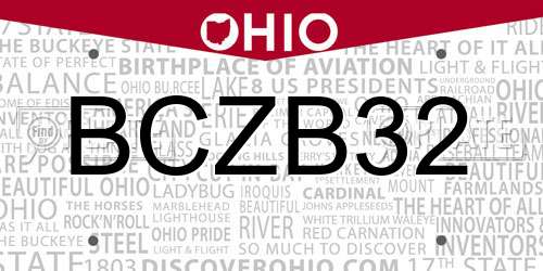 BCZB32 Ohio License Plate