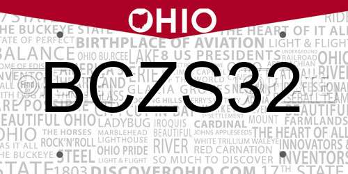 BCZS32 Ohio License Plate