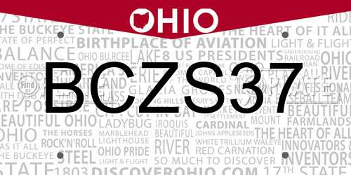 BCZS37 Ohio License Plate