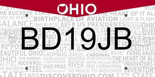 BD19JB Ohio License Plate